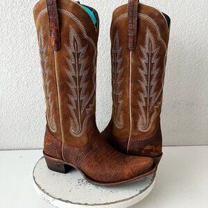 Lane SKYLIGHT Cowboy Boots Brown Leather Western Cowgirl Tall Snip Toe Womens 9